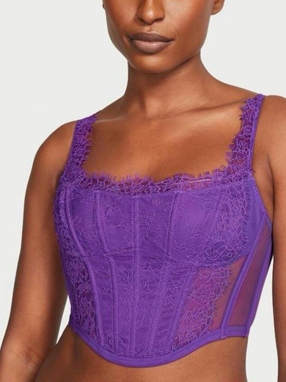 S-DD VICTORIA'S SECRET
Elegant Purple Lace Corset Bustier Top